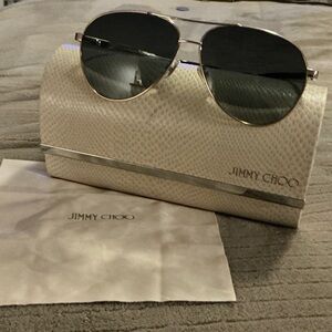 Jimmy Choo Silver Aviator Sunglasses